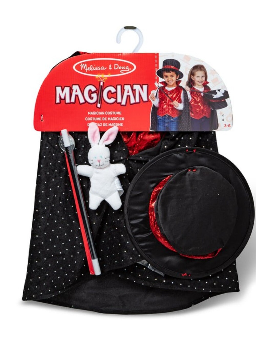 NWT Melissa & Doug Magician Costume Pretend Play Role Play Set Cap Hat Wand More